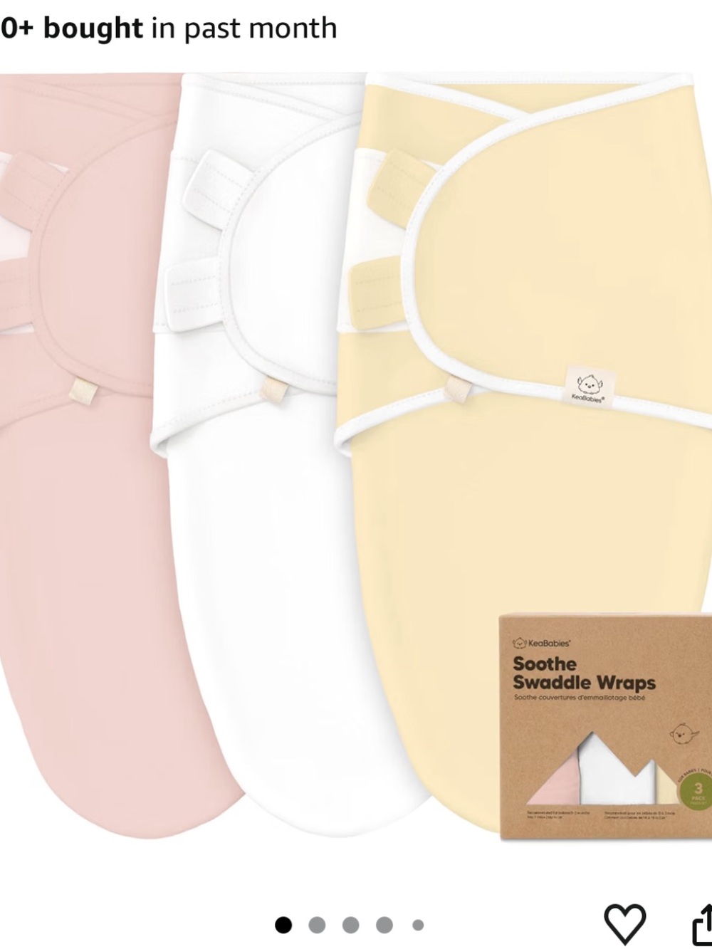 Keababies  Swaddle Set - White, Pink, Cream